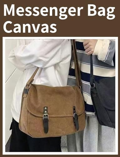 Gleease Canvas Messenger Bag for Men Women Large Crossbody Bag Hobo for 14inch Laptop Vintage Satchel for College Travel Work view 3