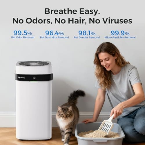 Airdog X5 Pet Air Purifier for Homes Large Room up to 1614 sq ft,TPA Technology Powerful Filtration, Washable Filter, AQI Display, Air Cleaner for Pet Hairs,Dander,Odor,Allergies view 3