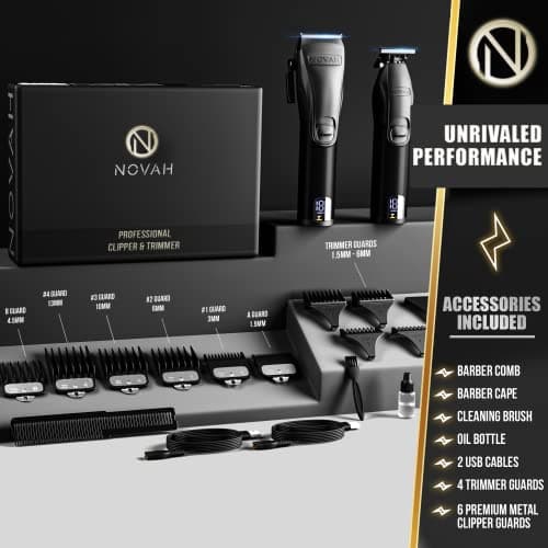 Novah® Professional Hair Clippers for Men, Professional Barber Clippers and Trimmer Set, Mens Cordless Hair Clipper for Barbers Haircut Kit Fade view 4