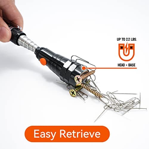 LED Magnetic Pickup Tools, Christmas Stocking Stuffers for Men Adults, Telescoping Magnetic Flashlights with Extendable Magnet Stick, Birthday Gifts for Men, Him, Dad, Boyfriends, Black view 5