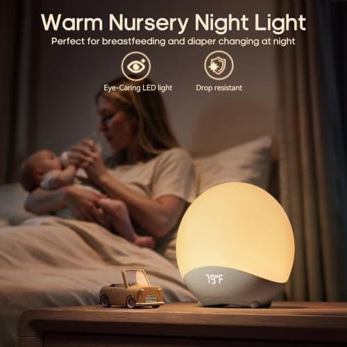 Night Light for Kids, RGB Egg Light for Nursery Breastfeeding, Soft Silicone Squeeze Light with Eye Caring, Timer, Temperature Display view 5