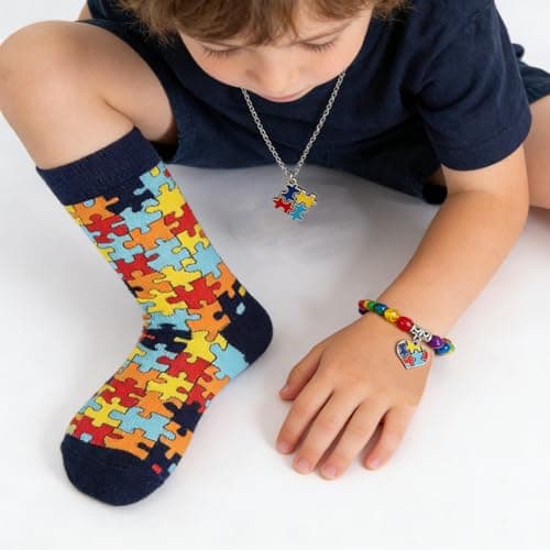 ZVUZVO Autism Awareness Socks Puzzle Pieces Set - Autism Awareness Gifts view 5