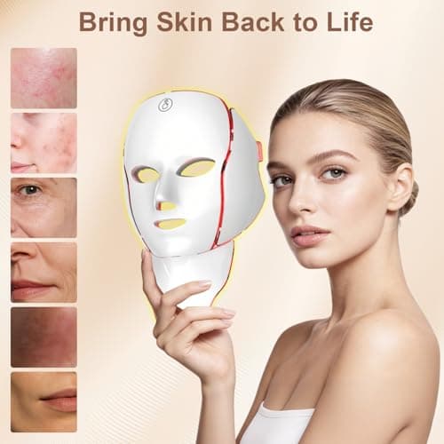 SAMIGENERY 7-Color LED Facial Mask, Red Light Therapy for Face and Neck, At-Home Beauty Device view 4