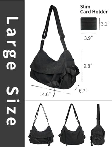 Gleease Canvas Messenger Bag for Men Women Large Crossbody Bag Hobo for 14inch Laptop Vintage Satchel for College Travel Work view 5