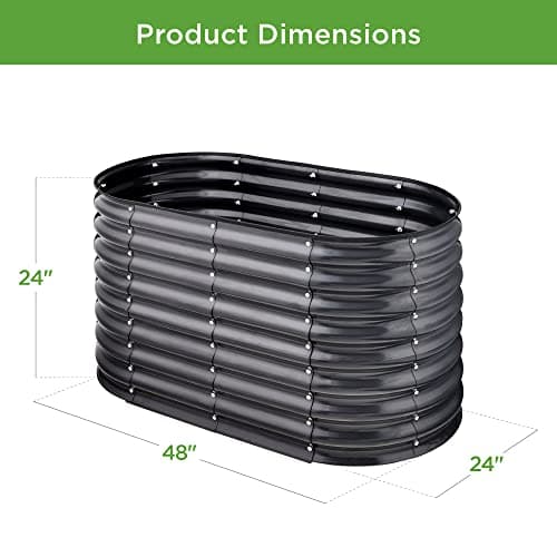Best Choice Products 4x2x2ft Outdoor Metal Raised Garden Bed, Oval Deep Root Planter Box for Vegetables, Flowers, Herbs, and Succulents w/ 101 Gallon Capacity, Rubber Edge Guard - Charcoal view 2