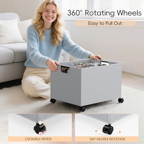 HOUSE AGAIN Shoe Organizer for Closet, Foldable Shoe Storage Organizer Box with Wheels and Adjustable Dividers, Sturdy Metal Frame Fits up to 16-32 Pairs, Large Shoes Storage with Clear Cover view 4