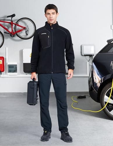 DURAWERK Fleece Jacket Mens Full Zip Lightweight Winter Jackets for Men Casual Outwear with Pockets for Hiking & Work view 3