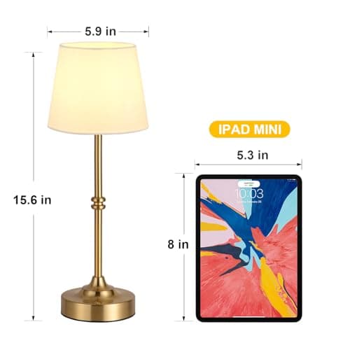 Kakanuo Rechargeable Cordless Table Lamp Gold - 1 Pack Brass 4000mAh Battery Operated Lamp, 3000K Warm Light, Touch Control Stepless Dimming, for Bedside, Dining Table, Home Decor view 4