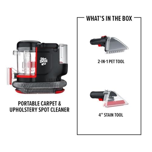 Dirt Devil Portable Spot Cleaner Machine for Carpet and Upholstery, Powerful Suction Spot Cleaning Machine with Versatile Tools, Pair with Dirt Devil Portable Cleaner Solution view 2