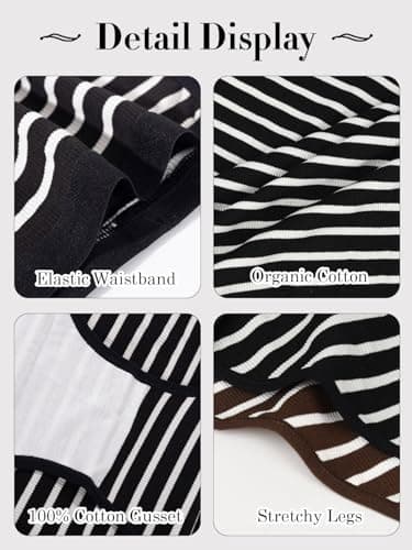 Ellychi Yii Women Cotton Cheeky Underwear - French High Cut Striped Panties view 6