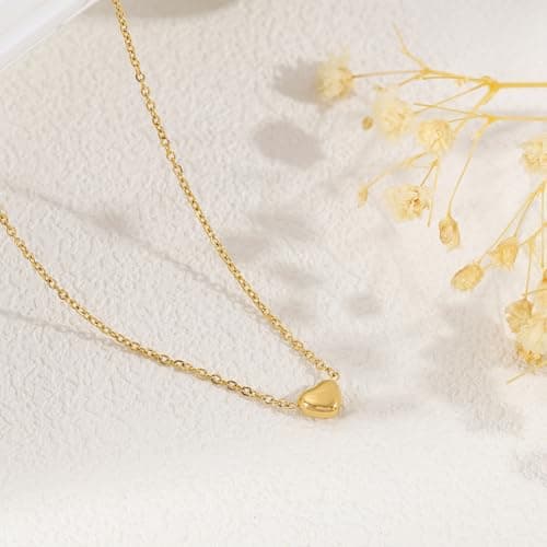 BAYLAY Mothers Day Gifts for Mom Grandma Wife, Heart Necklace for Women Girls 18K Gold/White Plated Heart Pendant Charm Necklace Dainty Gold Necklace for Women Gold Jewelry view 6
