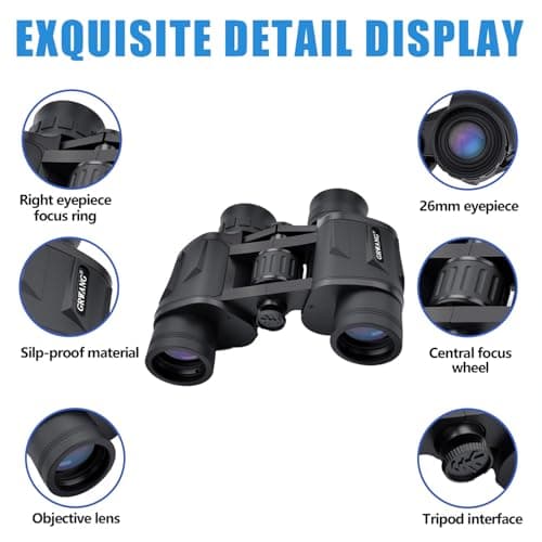GRWANG 10x40 Professional HD Binoculars for Adults & Youth,Shock Proof Binocular with BAK4 FMC Lens, Large View & Waterproof Binoculars Perfect for Bird Watching,Hunting,Camping,Travel,Sports,Black view 3