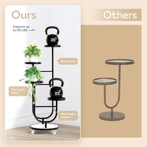 Xizlapu 4 Tiered Tall Plant Stand, Corner Display Rack, Multi-tier Planter Holder for Indoor Living Room Balcony Garden Patio view 5