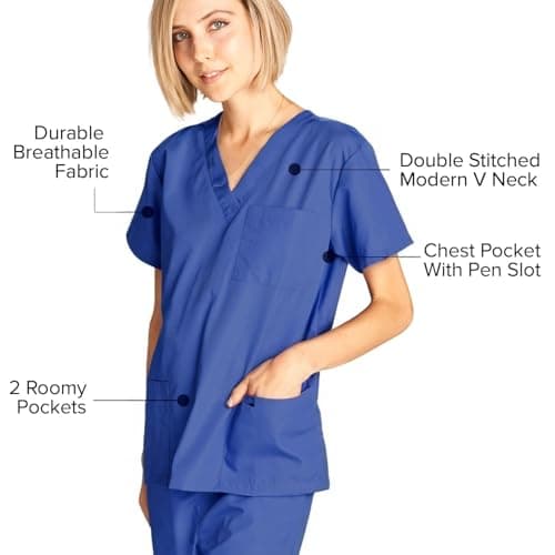 Dagacci Scrubs Medical Uniform Women and Man Scrubs Set Medical Scrubs Top and Pants view 5