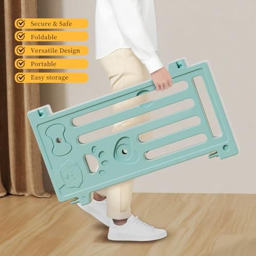 25.5" Dog Playpen 9+1 Panel Plastic Puppy Playpen for Small/Medium Dog Foldable Portable Pet Fence with Door view 6