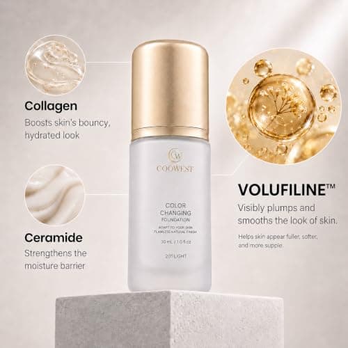 COOWEST Color Changing Foundation for Mature Skin, 4-in-1 Light to Medium Shade-Adapting Skin Tint, Lightweight Hydrating Coverage Liquid Foundation Makeup, Smooth & Blur Finish, 30ml (Medium) view 5