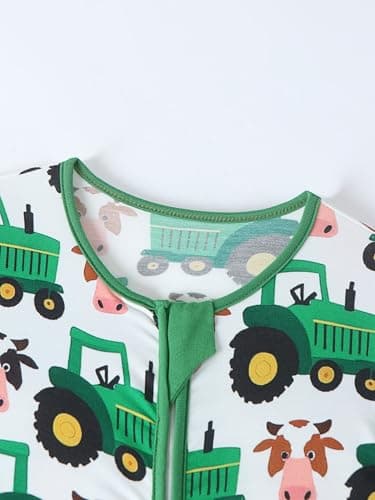 Unisex Baby Bamboo Viscose Long Sleeve Romper, Cute Prints Zipper Footless Jumpsuit, Toddler One-Piece Outfits view 3