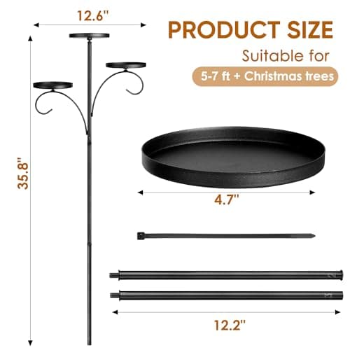 Christmas Tree Topper, 35.4'' Triple Topper Candle Holder, 3 Tier | Black Candle Holder for Christmas Tree, Light up for Indoor Bedroom Kitchen Decorations view 3