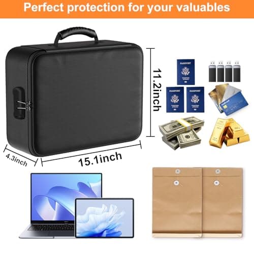 Polaring Fireproof Document Box, Multi-Layer Heat Insulated Fire and waterproof office bag with lock，Portable family outdoor travel bags are suitable for storing important documents and valuable. view 2