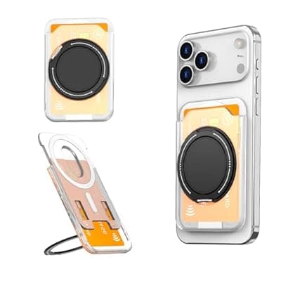 Ofmeow Wallet Kickstand for Phone Compatible with Mag-Safe Adjustable Lightweight Wallet Stand Magnetic Card Holder with Grip for iPhone 12 to iPhone 17 & Others Phone