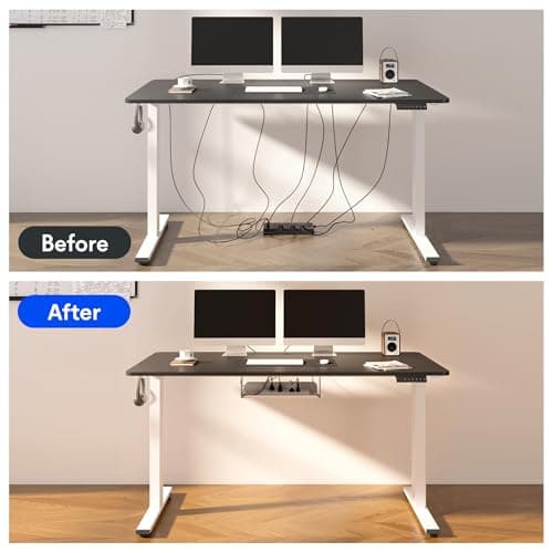 FLEXISPOT EN2 Whole-Piece Standing Desk with Clamp Power Strip, 40 x 24'' Electric Stand Up Height Adjustable Desk with Cable Management (Black Frame + 40" Black Top) view 6