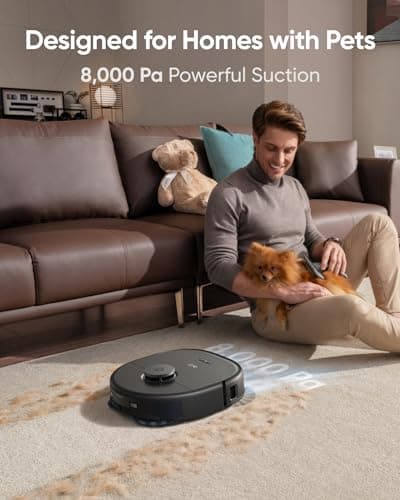 eufy X10 Pro Omni Robot Vacuum and Mop Combo, 8,000 Pa, Dual Mops with 12 mm Auto-Lift and Carpet Detection, AI Obstacle Avoidance, Auto Mop Washing&Drying, Self-Emptying, Self-Refilling view 5