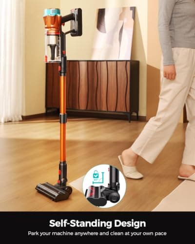 Cordless Vacuum Cleaners for Home, Powerful 8-in-1 Lightweight Stick Vacuum | Self-Standing, 1.8L Duct Cup, Anti-Tangle Brush, LED Light, Rechargeable Battery Vac for Home, Hard Floor, Carpet, Pet Hair view 6
