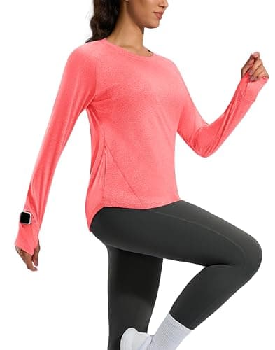 G Gradual Long Sleeve Workout Tops for Women Quick Dry Lightweight Running Athletic Shirts with Zip Pocket Moisture Wicking view 2