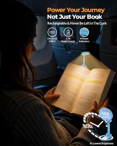 EastPin Rechargeable Book Reading Light: 18 LED Clip on Book Light for Kids in Bed & Night | Eye Caring 3 Colors & Stepless Dimming | Timer Memory Booklamp - Gifts for Book Lovers Teen Girls Boys view 6