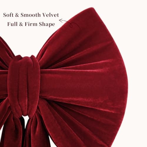 Christmas Decorations- 6FT Extra Large Red Velvet Christmas Tree Topper Bow | Full & Firm Red Velvet Bows Decor for Christmas Tree Front Door Wall Fireplace Festival Wedding Birthday Party view 6