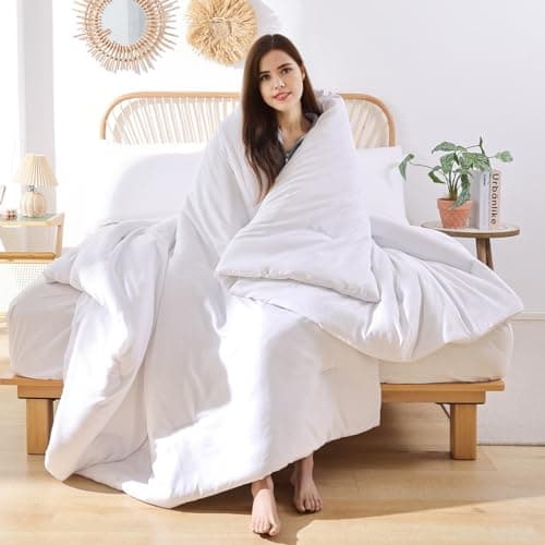 ROSGONIA White Queen Comforter Set, 3pcs(1 Boho White Comforter & 2 Pillowcases) All Season Soft Bedding Lightweight Bedspread Blanket Quilt view 2