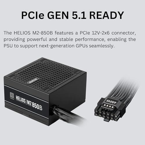 GAMDIAS ATX 3.1 & PCIe 5.1 850W Bronze PSU, 850W Gaming Power Supply, 80+ Bronze ATX Gold 12V Power Supplies for Gaming PC Desktop Computers and Active PFC view 4