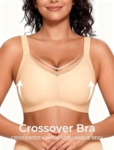 Vinfact Womens V Lace Wireless Seamless Bras No Underwire Comfort Push Up Bras Supportive Full Coverage Bralettes T Shirt Bra view 2