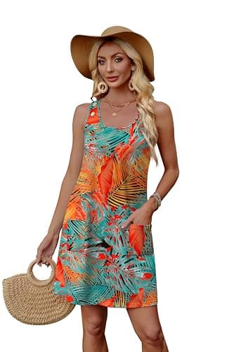 WEESO Summer Dresses for Women Tank Casual Sleeveless Casual Mini Fashion Beach Vacation Dresses with Pockets view 3
