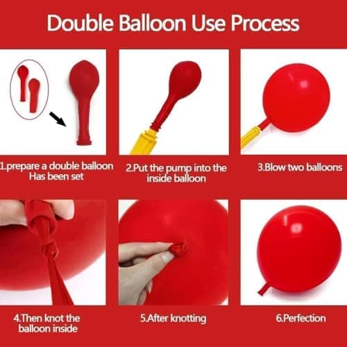 Double Stuffed Red Balloon with Bow, Matte Ruby Red Latex Balloon Arch Garland Kit in Different Sizes 5/12/18 in for Birthday Wedding Baby Shower Mothers Anniversary Bridal Shower Party Decorations view 5
