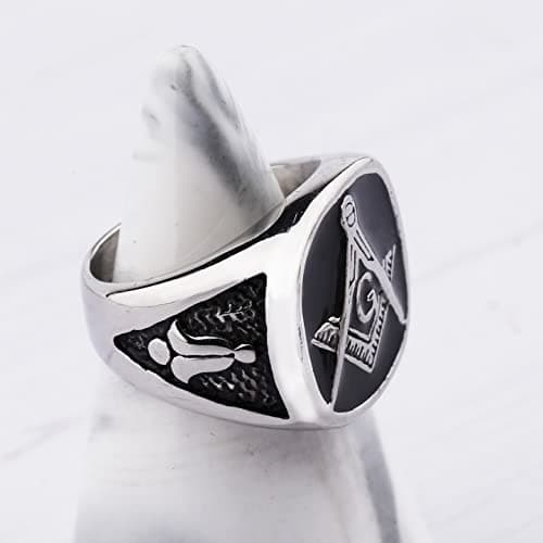 YLWJSP Freemason Gifts Masonic Biker Rings Masonic Master Mason Ring Freemason Signet Style Jewelry Mason Signet Band Jewelry view 4