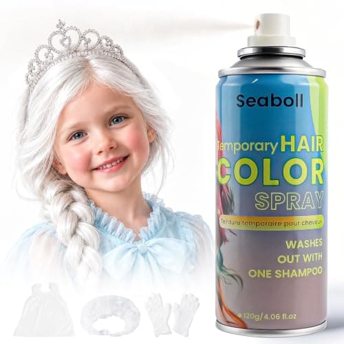 Seaboll White Temporary Hair Color Spray, Instant Vibrant Color, 4.06 oz | Safe Washable Non Sticky One Day Hair Dye Spray, Complete Kit for Halloween Cosplay Party DIY Costume, for Kids Women Men — image 1