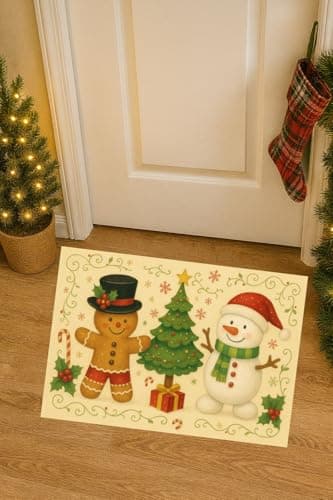 Carastora Christmas Snowman and Gingerbread Man Pattern Decorative Doormat/Anti-Fatigue Mat, 20 x 31in. Suitable for Indoor and Outdoor Porch Decoration, Housewarming Gifts, and Holiday Presents. view 5