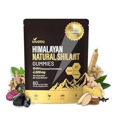 Shilajit for Men & Women Gummies | 4000mg High Potency 10-in-1 Formula with Pure Himalayan Shilajit, Ashwagandha, and 75% Fulvic Acid | Sugar-Free Vegan, 85+ Trace Minerals