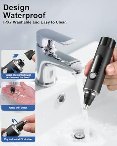 Nose Hair Trimmer for Men and Women,2026 Professional Painless IPX7 Waterproof Eyebrow & Facial Hair Trimmer,USB Rechargeable with LED Display Dual-Edge Blades for Smoother Cutting,BlackSilver view 6