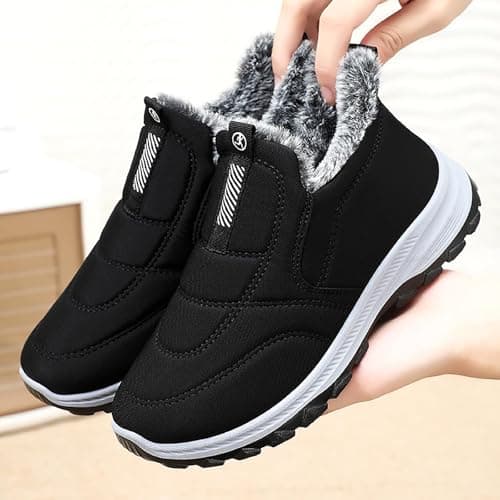 Snow Boots for Women Men Fur-Lined Ankle Booties Slip On Ankle Sneakers view 2