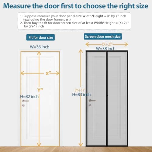 Augblinds Magnetic Screen Door Fits Door Size 36 x 82, Screen mesh Size 38 x 83, Clear Screen Door Mesh with Powerful Magnets & Windproof Hasp for Front Back Patio Doors, Keep Bugs Out view 2
