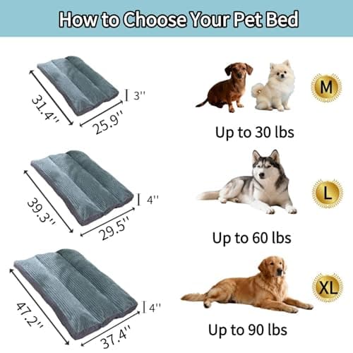 Big Dog Bed for Large Sized Dogs - Dog Crate Pad Removable Washable Cover, Non-Slip Bottom, Pet Mat Comfort Cushion for Joint Relief, Deep Sleep & Home Decor view 3