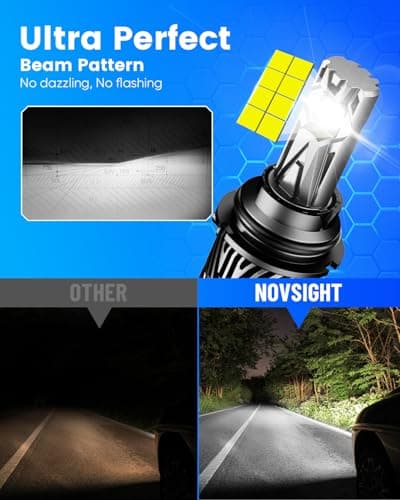 NOVSIGHT 𝟗𝟎07 Fog Light Bulbs - 50000LM Extreme Bright 𝟗𝟎07/𝐇B5 Fog Lights 6500K White, Effective Heat Dissipation LED Light Bulb, IP68 Waterproof, Plug and Play, Pack of 2 view 6