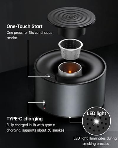 Electric Whiskey Smoker Kit, Rechargeable Bourbon Smoker Kit with 6 Flavors of Natural Wood Chips, Drink Smoker Infuser Kit Cocktail Idea Christmas Birthday Gifts for Men Husband Dad Him view 4