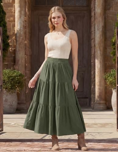 Scarlet Darkness Renaissance Maxi Skirts for Women 2026 Summer Boho Flowy Tiered Long Skirt with Pockets view 3