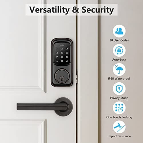 Revolo Keyless Entry Door Lock with Touchscreen Keypads, Electronic Keypad Deadbolt for Front Door, ANSI Grade 2 Certified, All-Metal Construction, Auto Lock, Easy to Install, Oil-Rubbed Bronze view 3