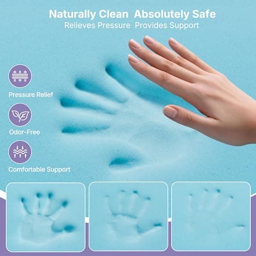 SurChic 5 Inch Dual Layer Memory Foam Full Mattress Topper - 2'' Pillow Top Mattress Pad for Back Pain and 2'' Support Foam & 1'' Cooling Gel Memory Foam, Extra Thick Medium Support Bed Topper view 3