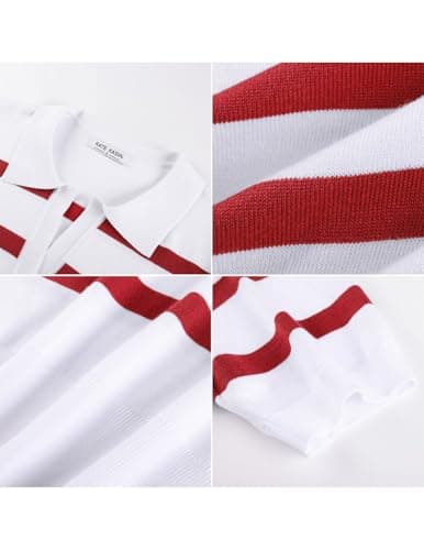 Kate Kasin Women Short Sleeve Polo Sweater V Neck Knitted Tops Casual Ribbed Shirt Loose Pullover Sweater view 6