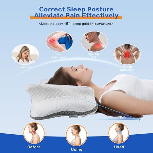 Pain Relief Cervical Pillow for Neck Support,Adjustable Ergonomic Pillow Cozy Sleeping,Odorless Orthopedic Memory Foam Pillows,Contour Bed Pillow for Side Back Stomach Sleeper view 5